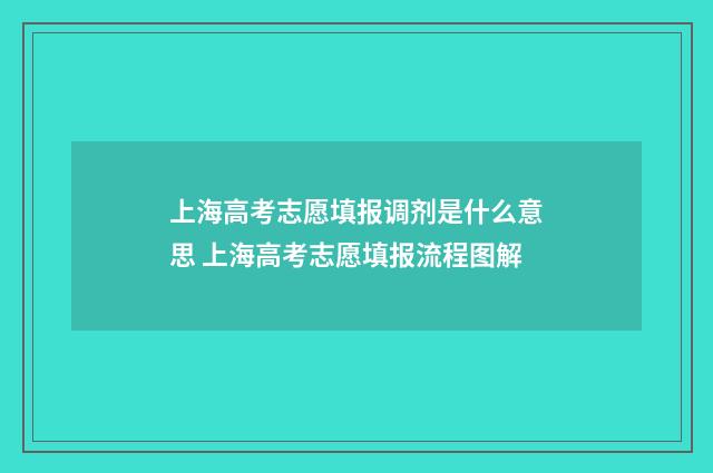 上海高考志愿填报调剂是什么意思 上海高考志愿填报流程图解
