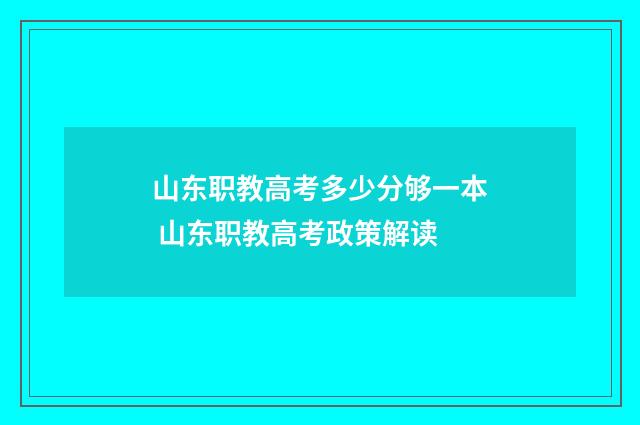 山东职教高考多少分够一本 山东职教高考政策解读