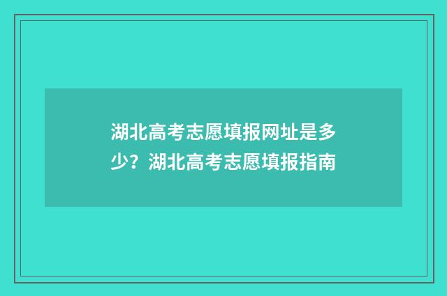 湖北高考志愿填报网址是多少？湖北高考志愿填报指南
