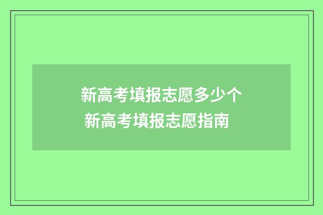 新高考填报志愿多少个 新高考填报志愿指南