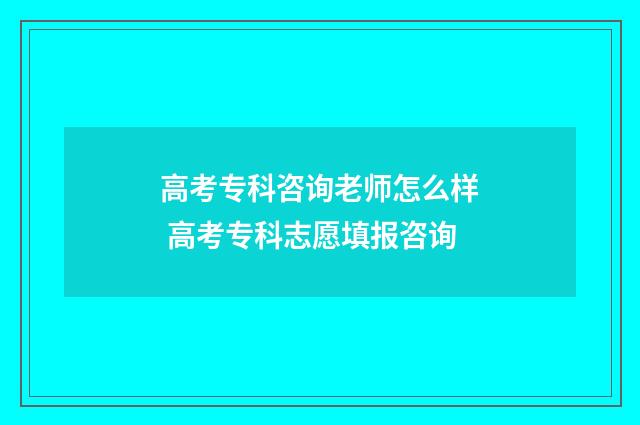 高考专科咨询老师怎么样 高考专科志愿填报咨询