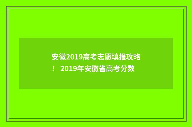 安徽2019高考志愿填报攻略！ 2019年安徽省高考分数