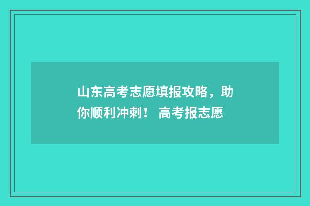 山东高考志愿填报攻略，助你顺利冲刺！ 高考报志愿