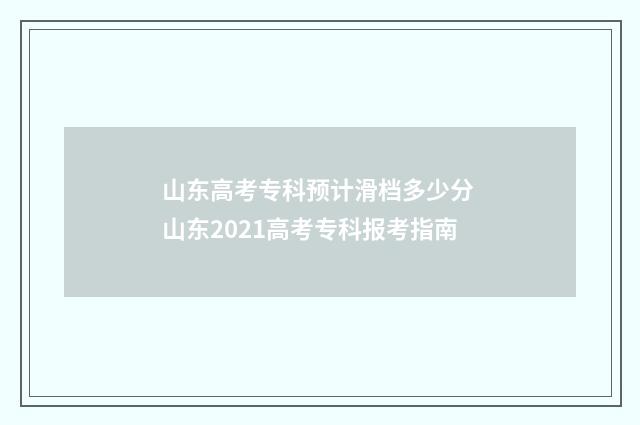 山东高考专科预计滑档多少分 山东2021高考专科报考指南