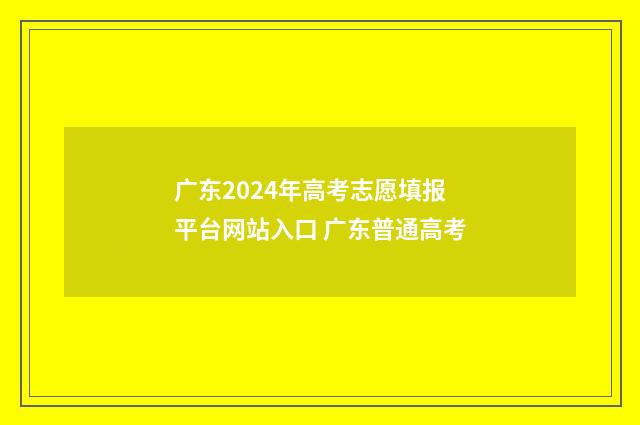 广东2024年高考志愿填报平台网站入口 广东普通高考