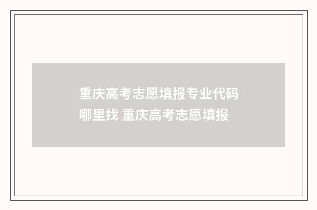重庆高考志愿填报专业代码哪里找 重庆高考志愿填报