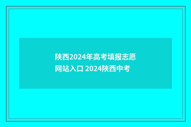 陕西2024年高考填报志愿网站入口 2024陕西中考