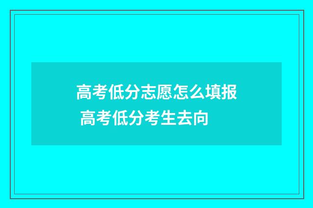 高考低分志愿怎么填报 高考低分考生去向
