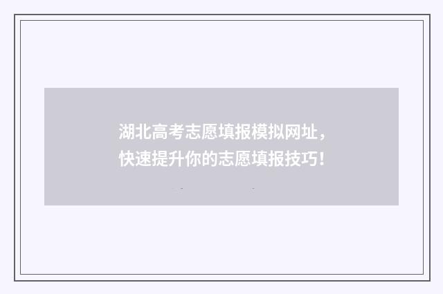湖北高考志愿填报模拟网址，快速提升你的志愿填报技巧！