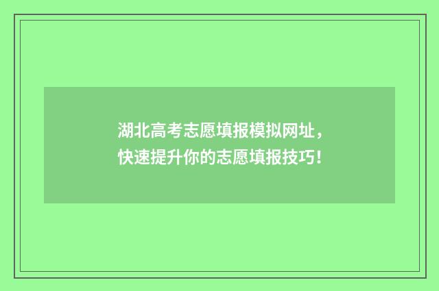 湖北高考志愿填报模拟网址，快速提升你的志愿填报技巧！