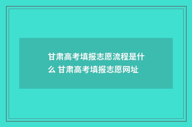 甘肃高考填报志愿流程是什么 甘肃高考填报志愿网址