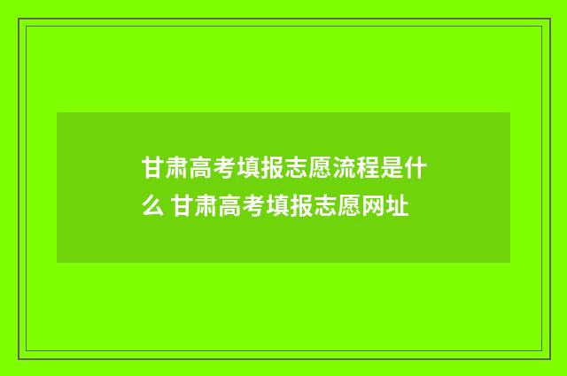 甘肃高考填报志愿流程是什么 甘肃高考填报志愿网址