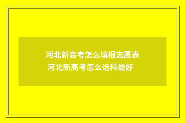 河北新高考怎么填报志愿表 河北新高考怎么选科最好