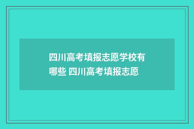 四川高考填报志愿学校有哪些 四川高考填报志愿