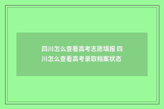 四川怎么查看高考志愿填报 四川怎么查看高考录取档案状态