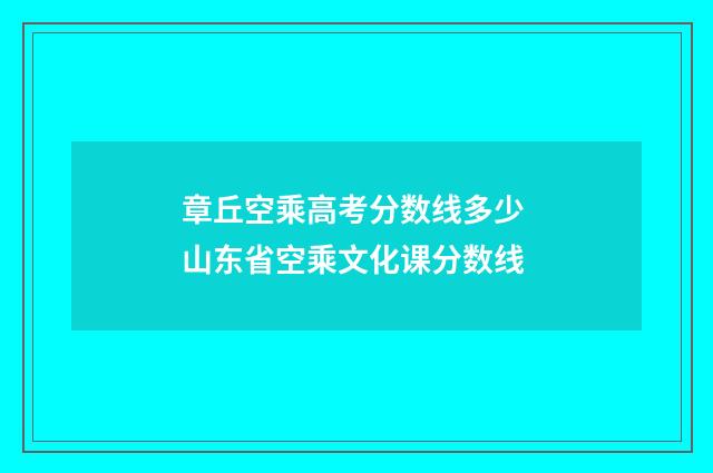 章丘空乘高考分数线多少 山东省空乘文化课分数线