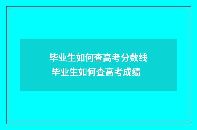 毕业生如何查高考分数线 毕业生如何查高考成绩