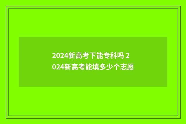 2024新高考下能专科吗 2024新高考能填多少个志愿