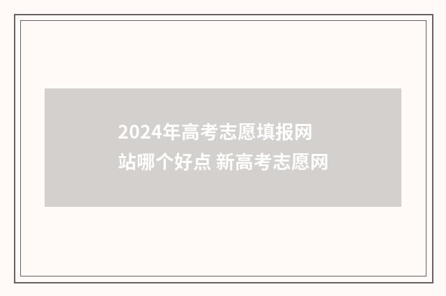 2024年高考志愿填报网站哪个好点 新高考志愿网