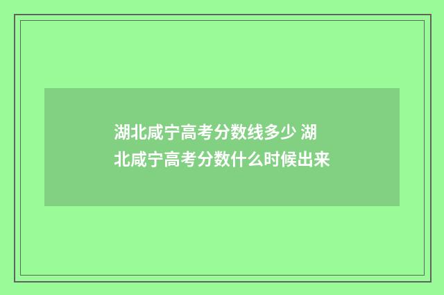 湖北咸宁高考分数线多少 湖北咸宁高考分数什么时候出来