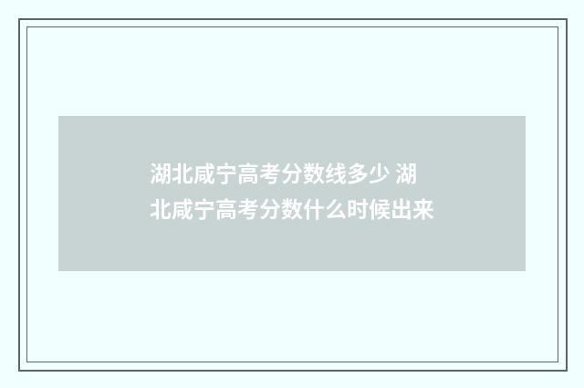 湖北咸宁高考分数线多少 湖北咸宁高考分数什么时候出来