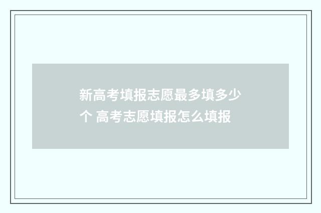 新高考填报志愿最多填多少个 高考志愿填报怎么填报