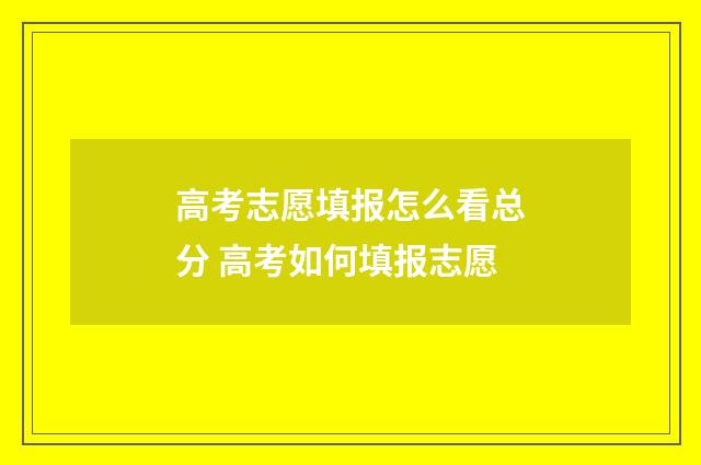 高考志愿填报怎么看总分 高考如何填报志愿