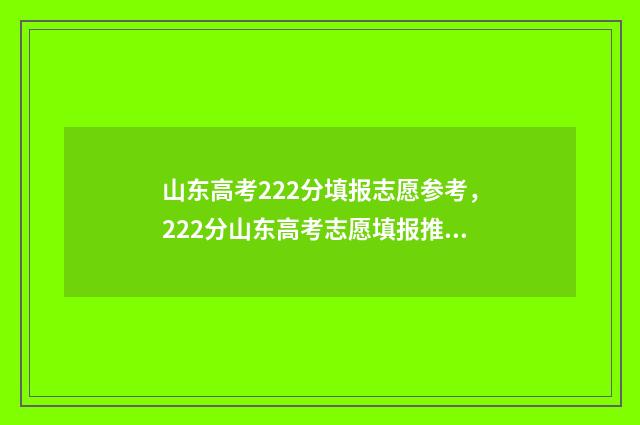 山东高考222分填报志愿参考，222分山东高考志愿填报推荐 山东高考230分