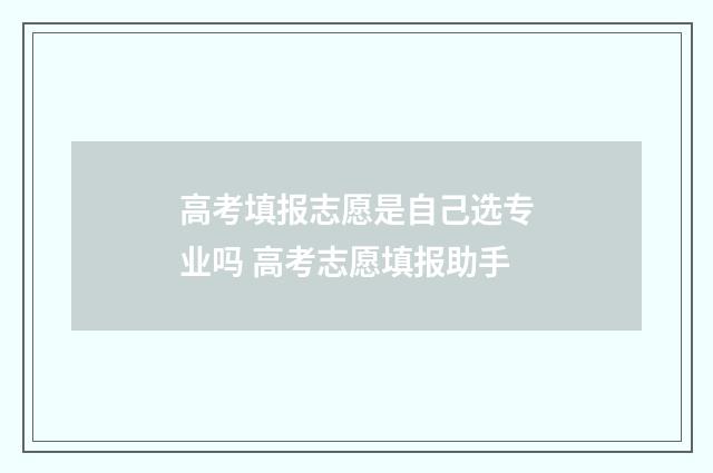 高考填报志愿是自己选专业吗 高考志愿填报助手