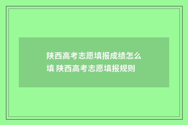 陕西高考志愿填报成绩怎么填 陕西高考志愿填报规则