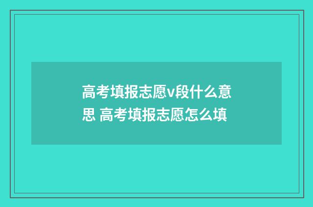 高考填报志愿v段什么意思 高考填报志愿怎么填