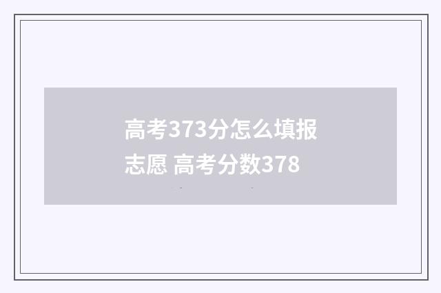 高考373分怎么填报志愿 高考分数378