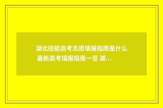 湖北技能高考志愿填报指南是什么 最新高考填报指南一览 湖北技能高考志愿录取结果查询时间
