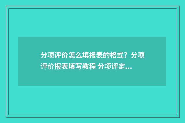 分项评价怎么填报表的格式？分项评价报表填写教程 分项评定表中数据怎么填写