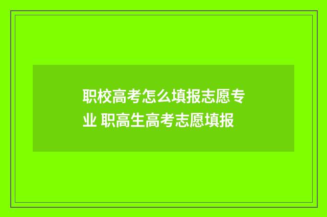 职校高考怎么填报志愿专业 职高生高考志愿填报
