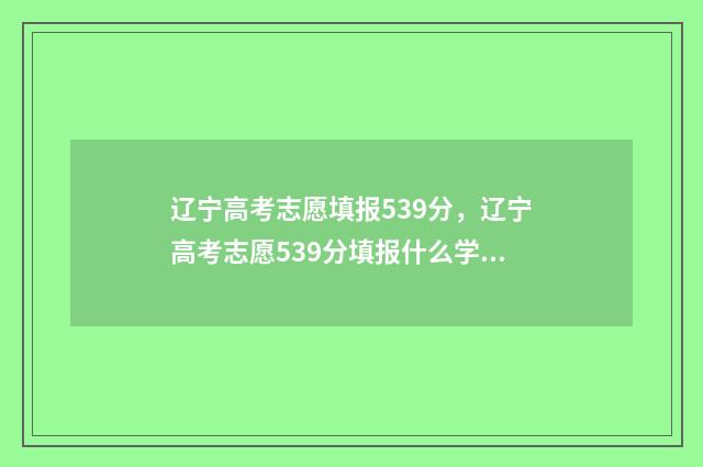 辽宁高考志愿填报539分，辽宁高考志愿539分填报什么学校 辽宁高考志愿填报表范本