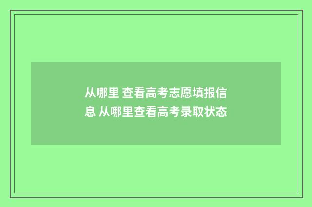 从哪里 查看高考志愿填报信息 从哪里查看高考录取状态