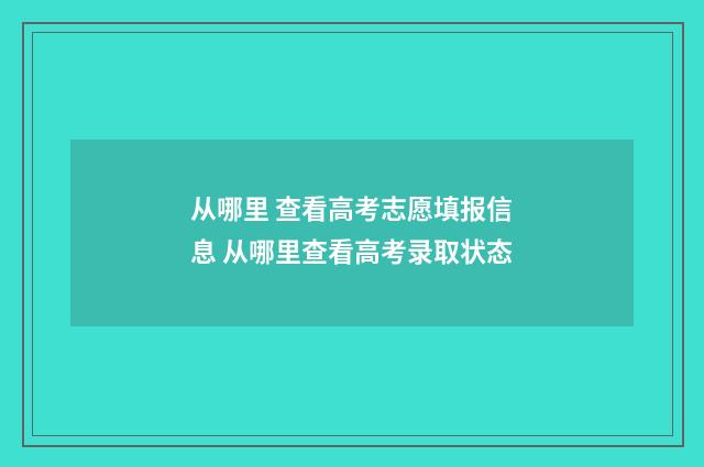 从哪里 查看高考志愿填报信息 从哪里查看高考录取状态