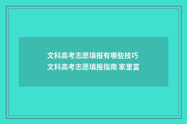 文科高考志愿填报有哪些技巧 文科高考志愿填报指南 家里富