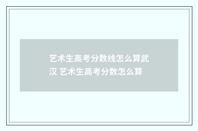 艺术生高考分数线怎么算武汉 艺术生高考分数怎么算