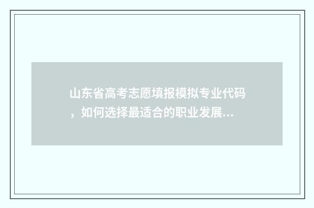 山东省高考志愿填报模拟专业代码，如何选择最适合的职业发展路径？ 山东省高考志愿查询系统