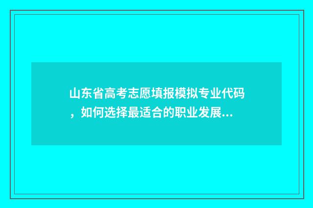 山东省高考志愿填报模拟专业代码，如何选择最适合的职业发展路径？ 山东省高考志愿查询系统