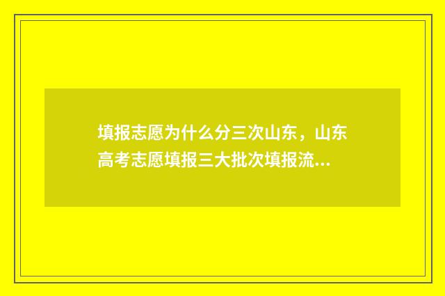 填报志愿为什么分三次山东，山东高考志愿填报三大批次填报流程解析 填报志愿为什么不显示总成绩