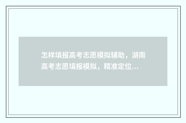 怎样填报高考志愿模拟辅助，湖南高考志愿填报模拟，精准定位理想院校 怎样填报高考志愿流程图
