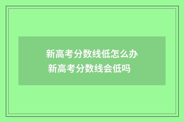 新高考分数线低怎么办 新高考分数线会低吗