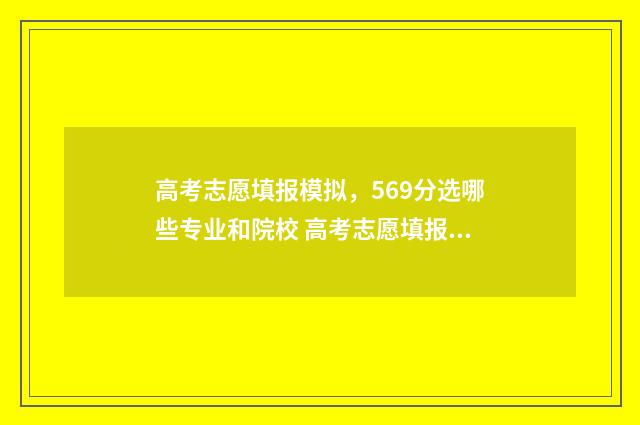 高考志愿填报模拟，569分选哪些专业和院校 高考志愿填报模拟