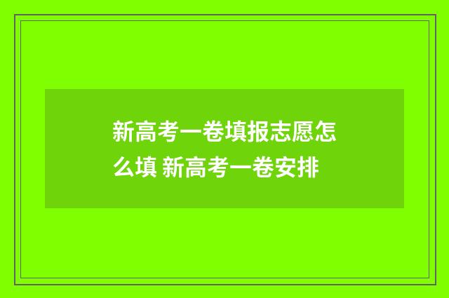 新高考一卷填报志愿怎么填 新高考一卷安排