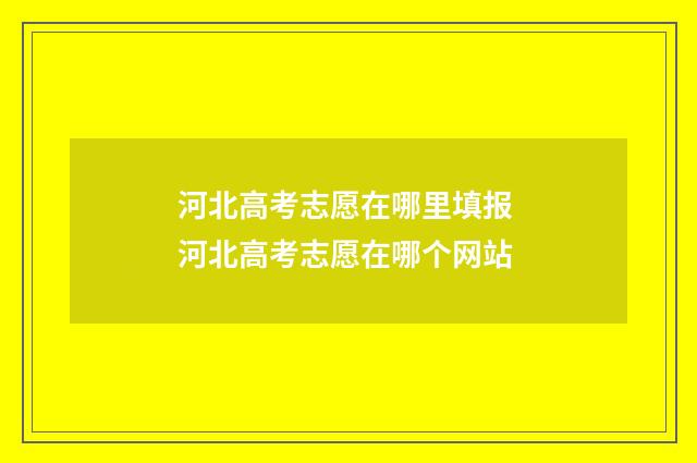 河北高考志愿在哪里填报 河北高考志愿在哪个网站