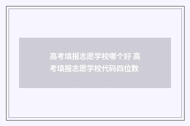 高考填报志愿学校哪个好 高考填报志愿学校代码四位数