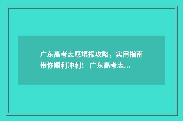广东高考志愿填报攻略,实用指南带你顺利冲刺! 广东高考志愿填报平台